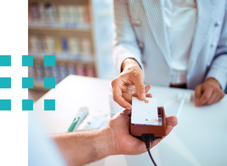 Person paying with credit card contact less